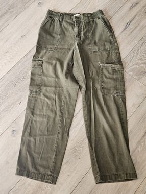 Aeropostale Baggy High-Waisted Cinched Cargo Pants Olive Green Women's Small